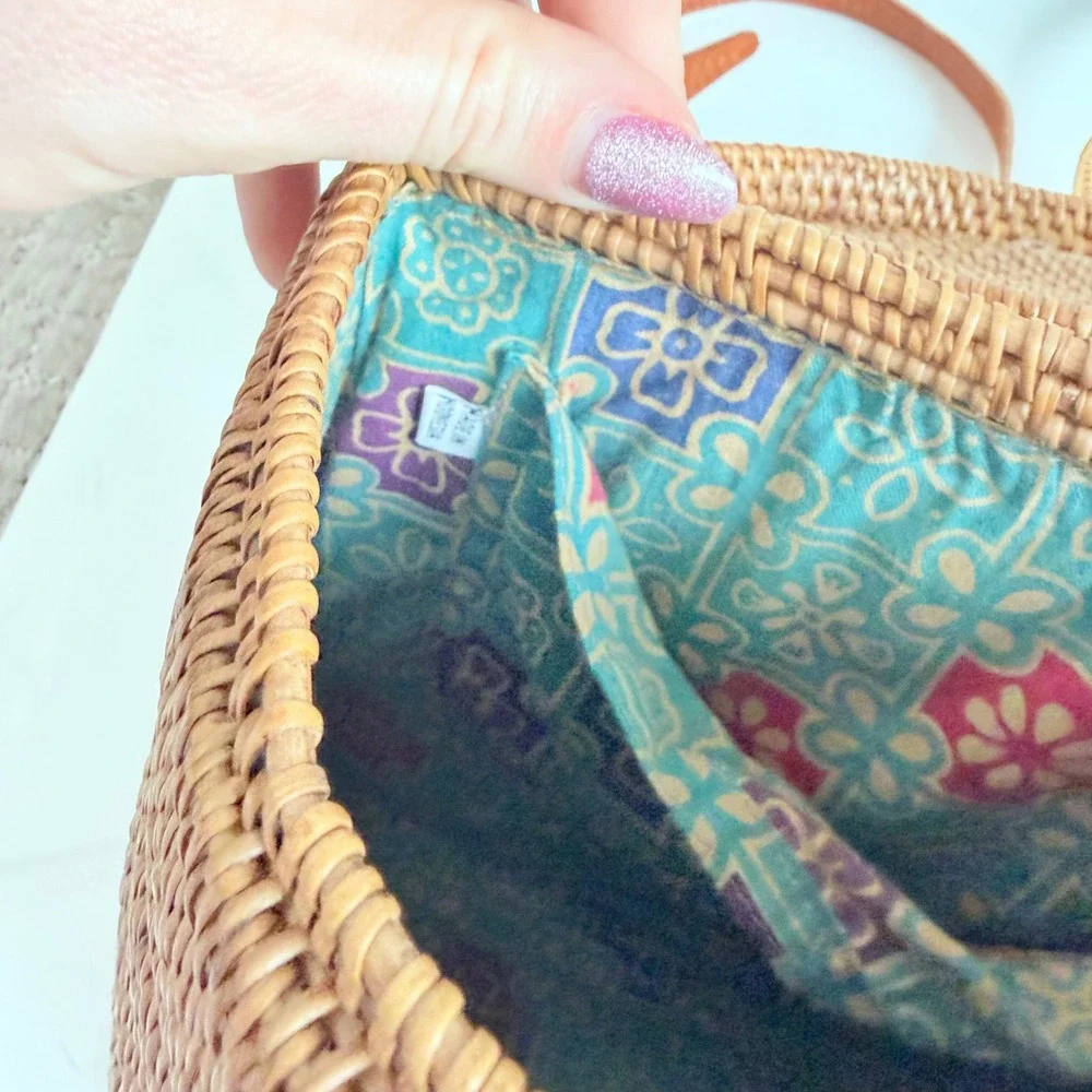 Woven Wicker‎ Leather Strap Mini Backpack